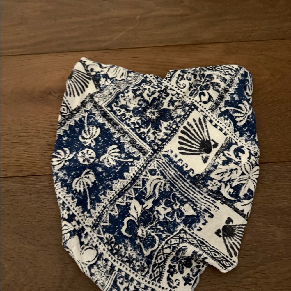Navy and White Patterned Women's top